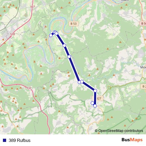 389 Rufbus bus Line Map