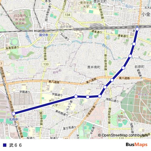 武６６ bus Line Map