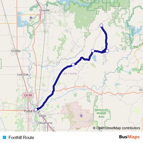 Foothill Route bus Line Map