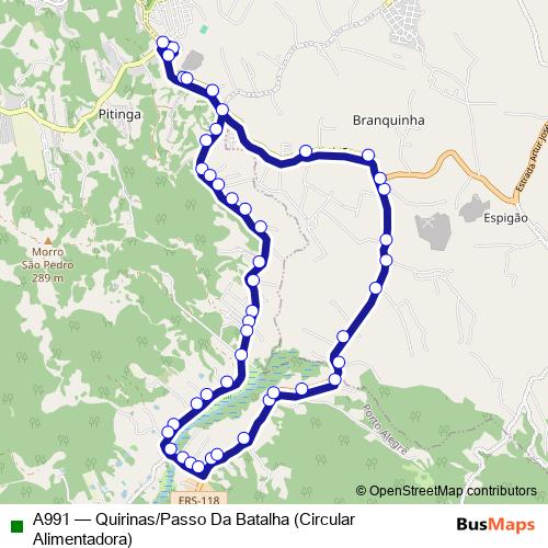 A991 bus Line Map