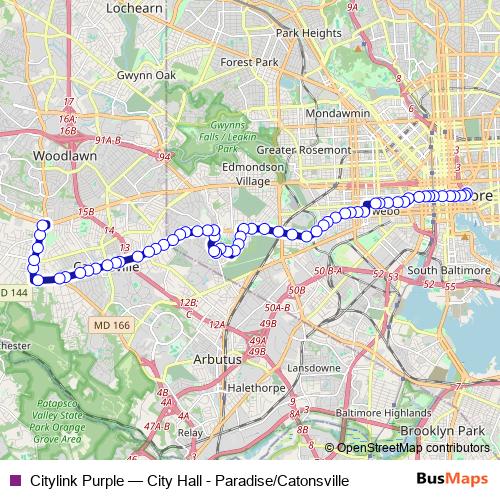 Citylink Purple bus Line Map