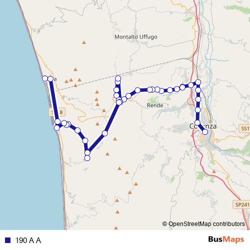 190 A A bus Line Map