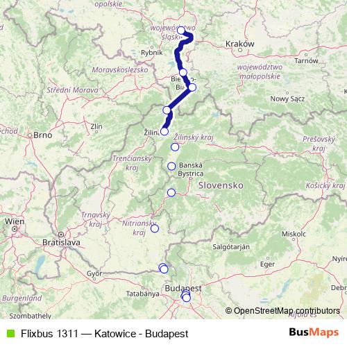 Flixbus 1311 bus Line Map