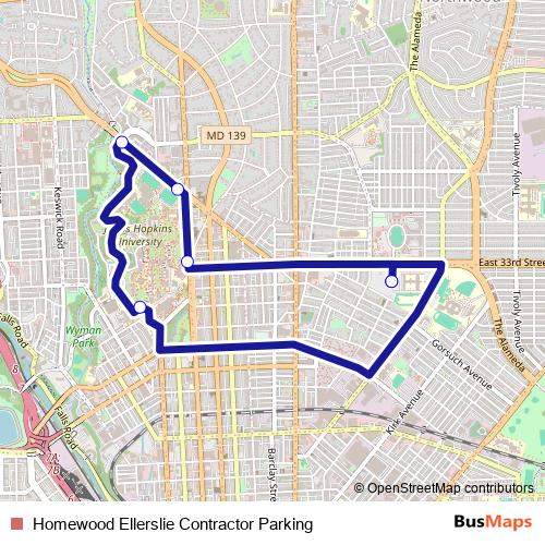 Homewood Ellerslie Contractor Parking bus Line Map