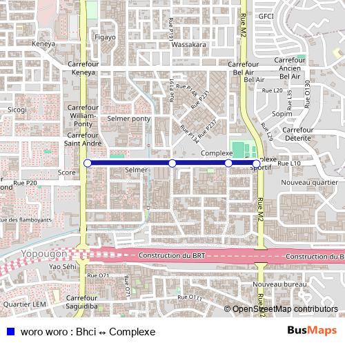 woro woro : Bhci ↔ Complexe bus Line Map