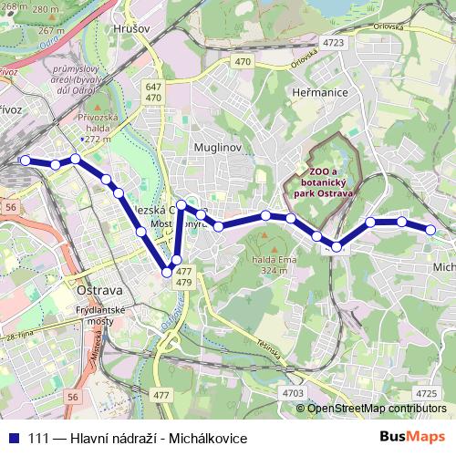 111 trolleybus Line Map