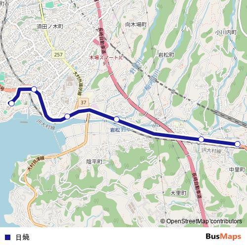 日焼 bus Line Map