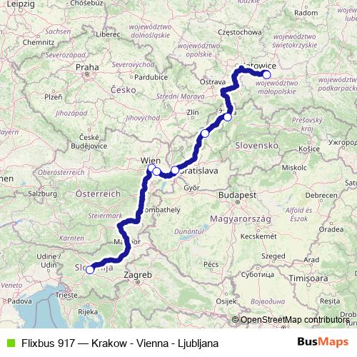 Flixbus 917 bus Line Map