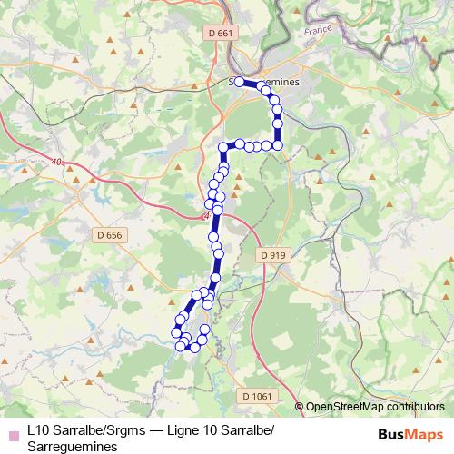 L10 Sarralbe/Srgms bus Line Map