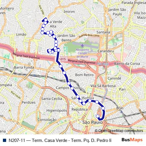 N207-11 bus Line Map
