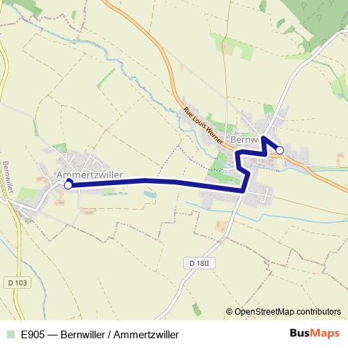 E905 bus Line Map