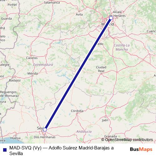 MAD-SVQ (Vy) air Line Map