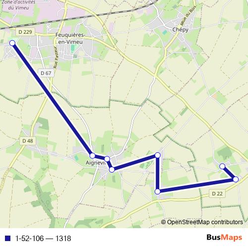 1-52-106 bus Line Map