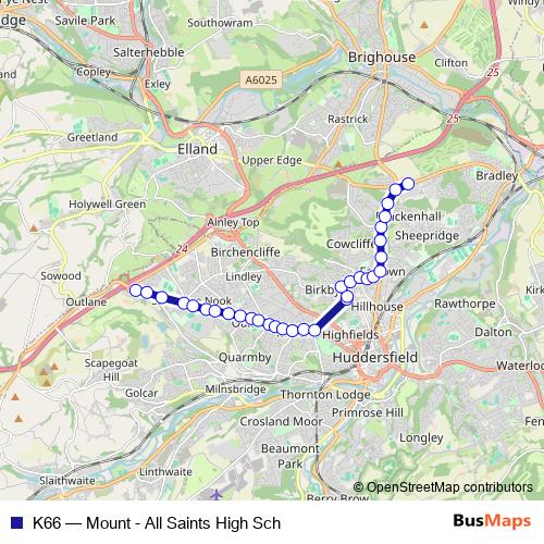 K66 bus Line Map