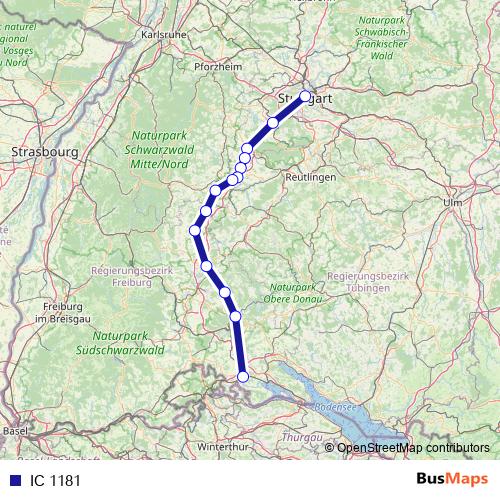 IC 1181 rail Line Map