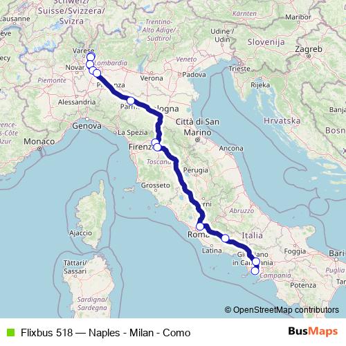 Flixbus 518 bus Line Map
