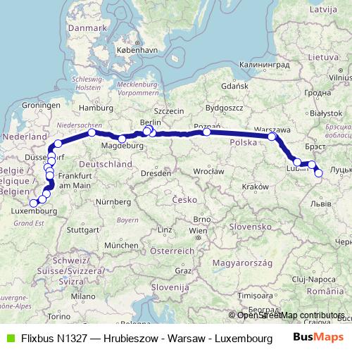 Flixbus N1327 bus Line Map