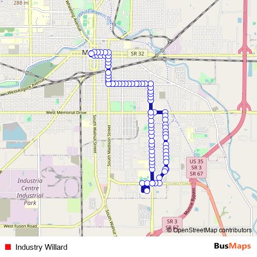 Industry Willard bus Line Map