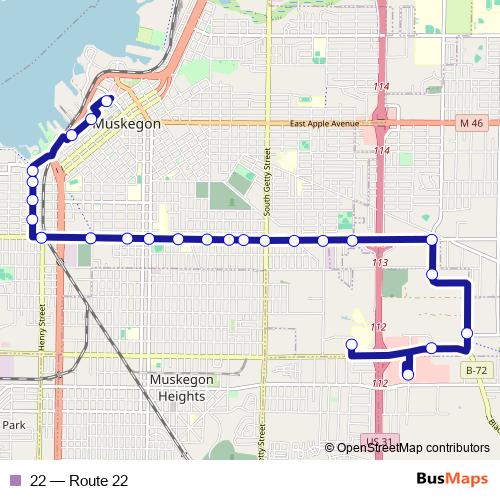 22 bus Line Map