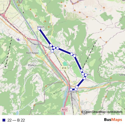 22 bus Line Map
