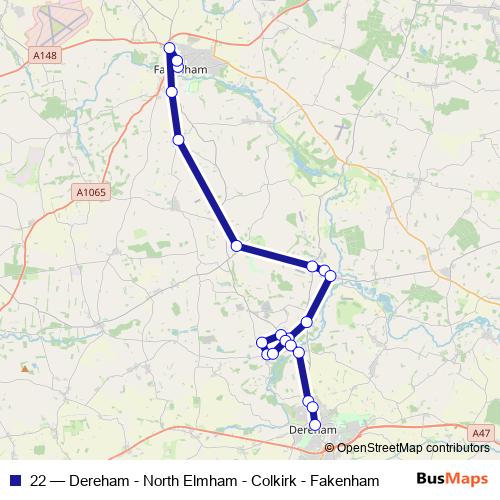 22 bus Line Map
