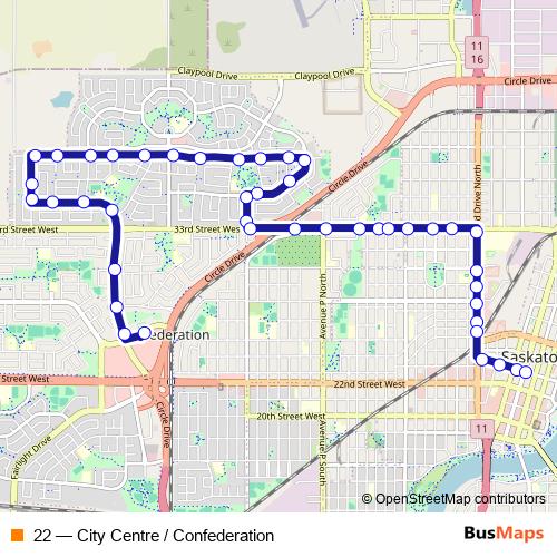 22 bus Line Map