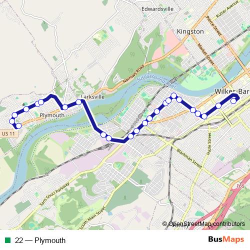 22 bus Line Map