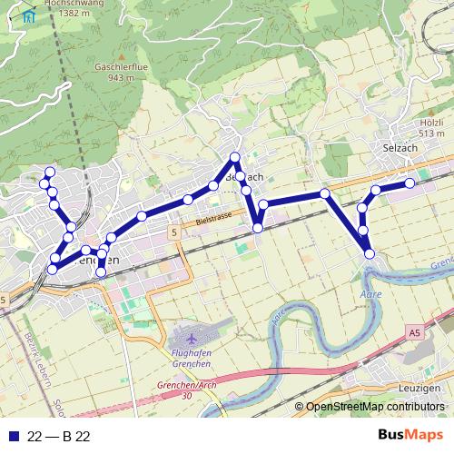22 bus Line Map