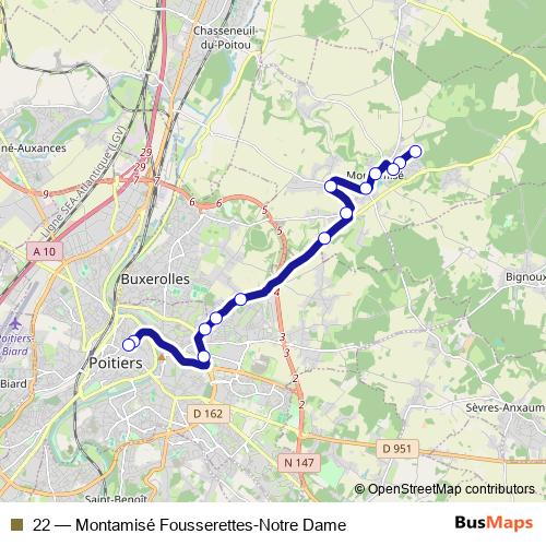 22 bus Line Map