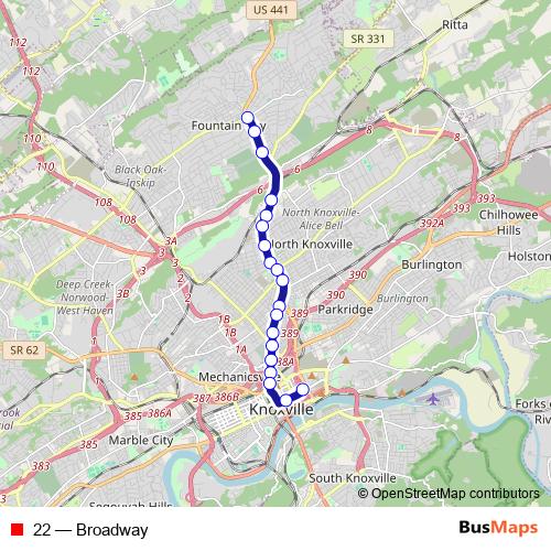 22 bus Line Map