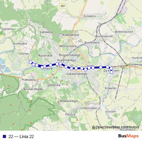 22 bus Line Map