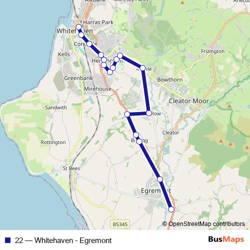 22 bus Line Map