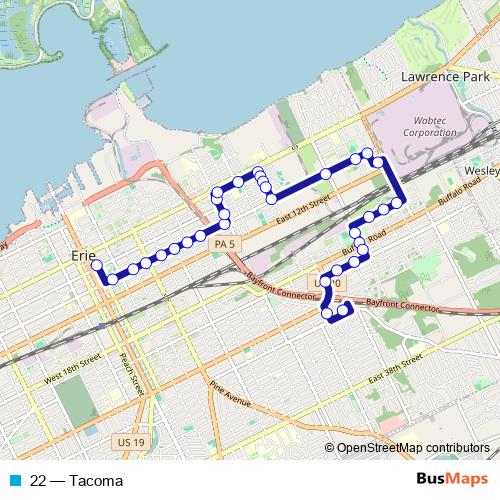 22 bus Line Map
