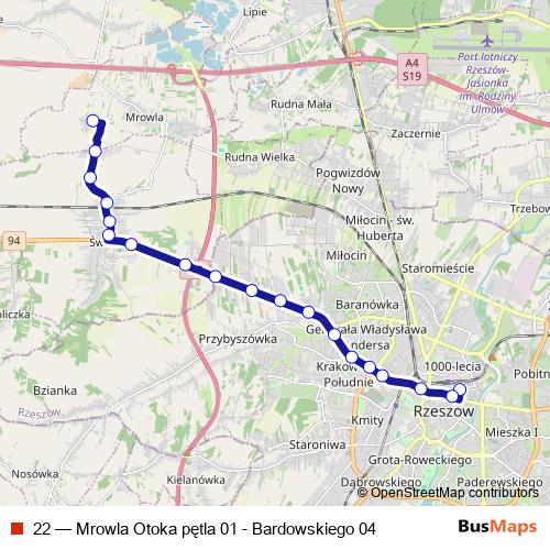 22 bus Line Map