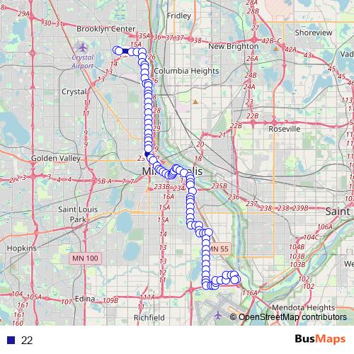 22 bus Line Map