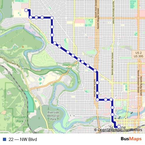 22 bus Line Map