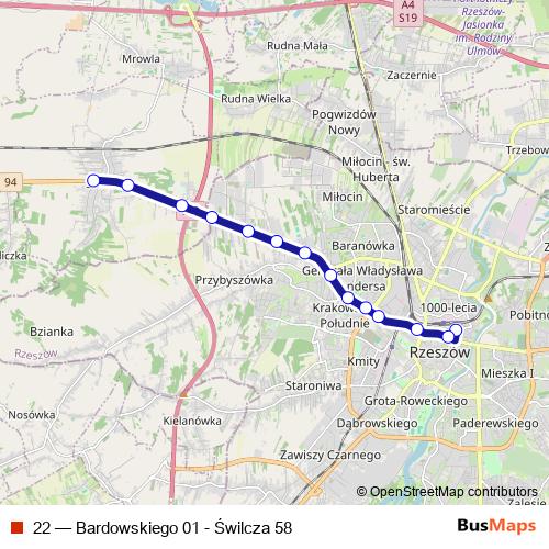 22 bus Line Map