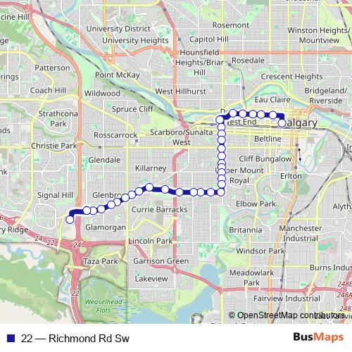 22 bus Line Map