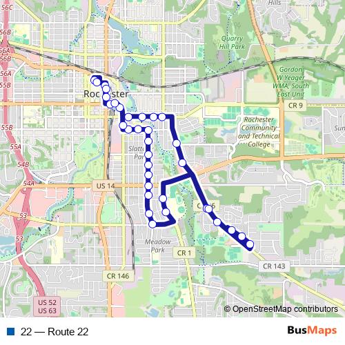22 bus Line Map