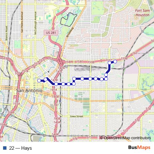 22 bus Line Map