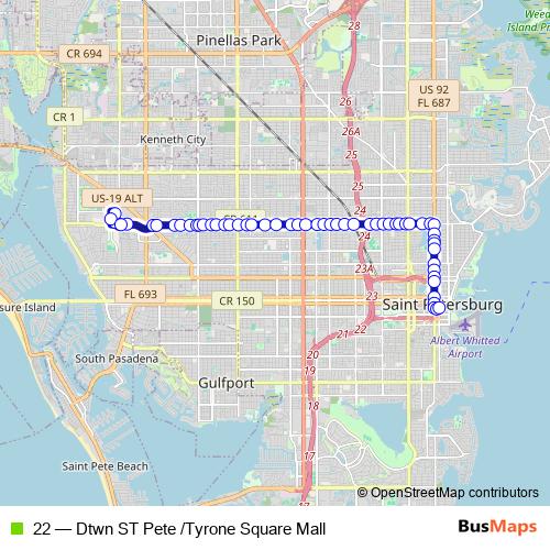 22 bus Line Map