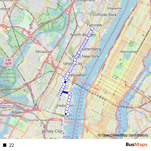 22 bus Line Map