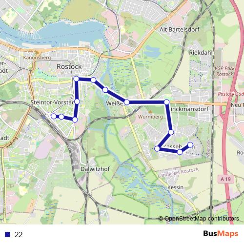 22 bus Line Map