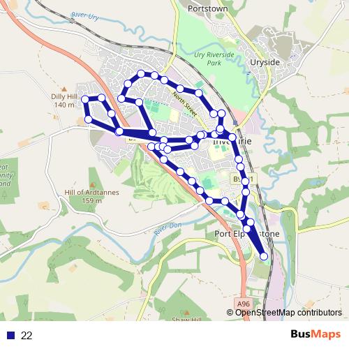 22 bus Line Map