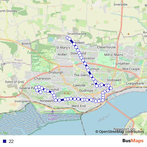 22 bus Line Map