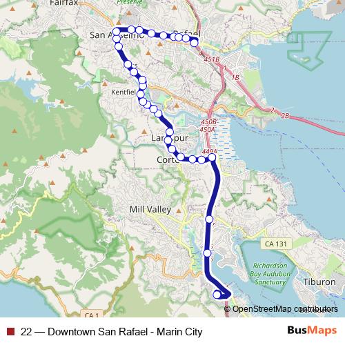 22 bus Line Map