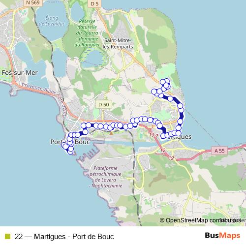 22 bus Line Map
