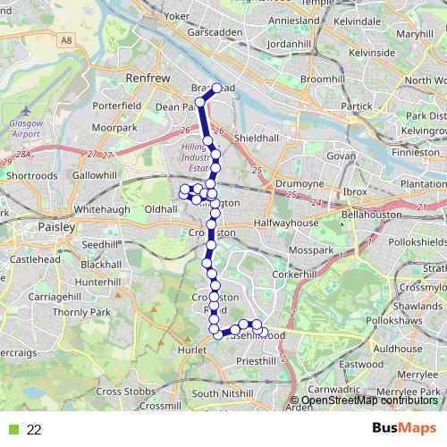 22 bus Line Map