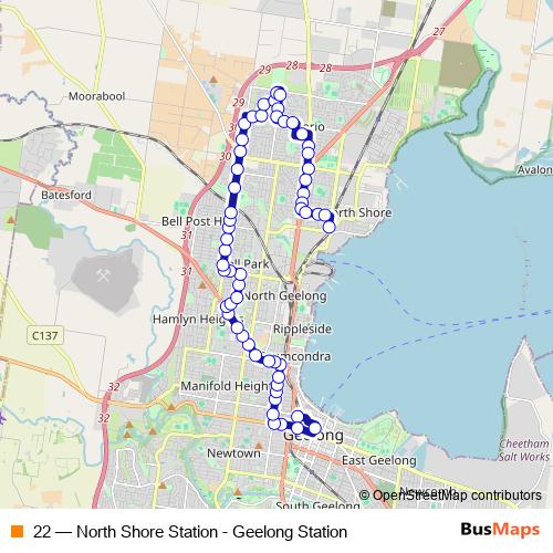 22 bus Line Map