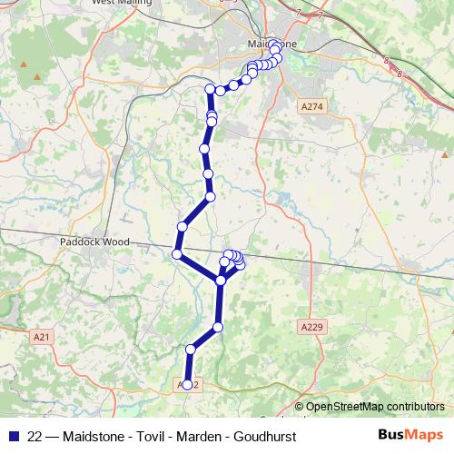 22 bus Line Map